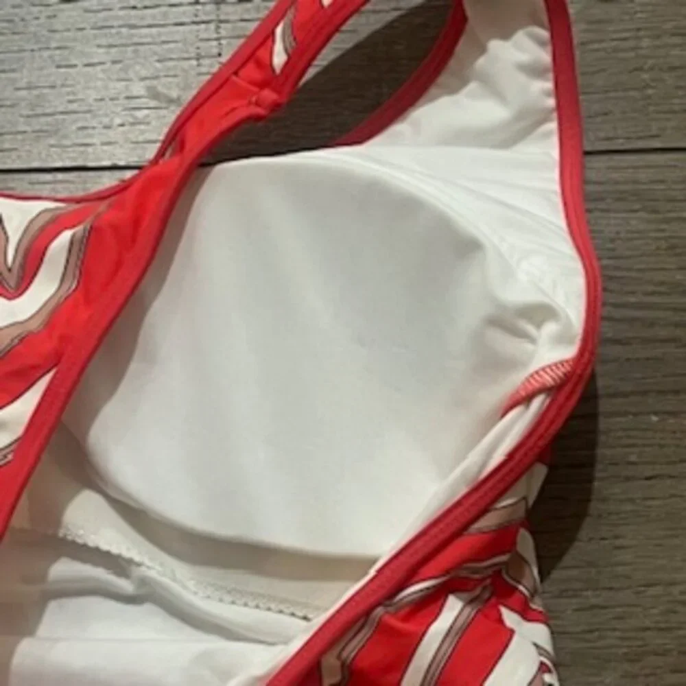 NEW Michael Kors 1 Piece Racerback Red Striped Swimsuit‎ Women’s Sz 10 NWT
